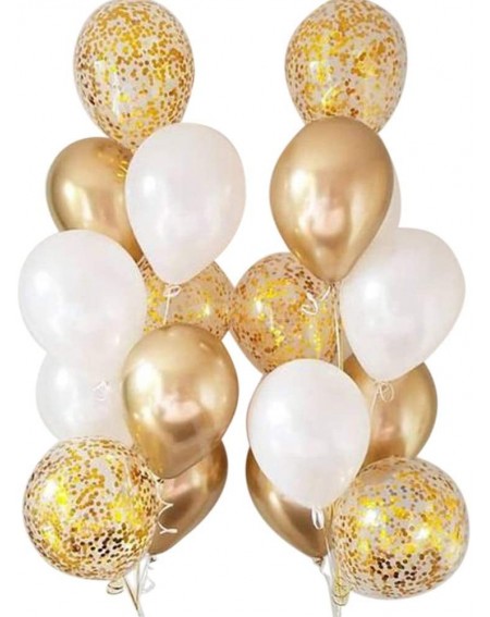 Balloons Set of 18 Chrome Gold Confetti Pearl Balloons-12 Inches Party Balloons - CY18OQ0MZSS $10.10