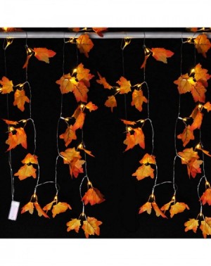 Swags Lighted Fall Garland (2 Pack)- 9 Feet Maple Leaves String Lights with 20 LED Warm White Lights- Fall Leaves Garland- Th...