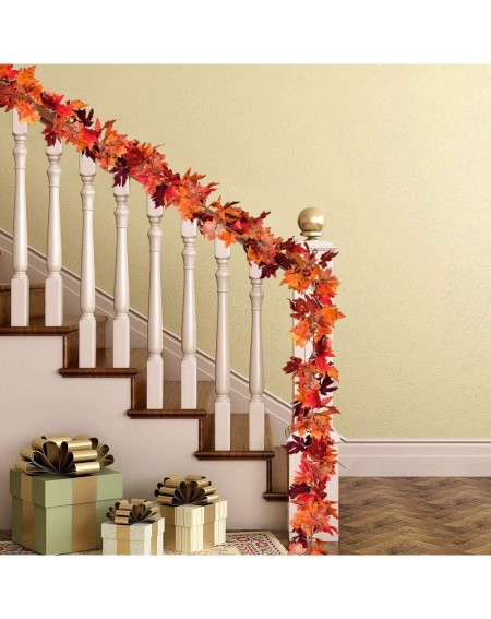 Garlands 2 Pack Fall Maple Leaf Garland Artificial Maple Garland- Autumn Hanging Fall Leave Vines for Indoor Outdoor Wedding ...