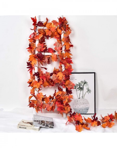 Garlands 2 Pack Fall Maple Leaf Garland Artificial Maple Garland- Autumn Hanging Fall Leave Vines for Indoor Outdoor Wedding ...