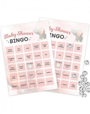 Party Games & Activities Baby Shower Bingo - 24 Guests Elephant Bingo Baby Shower Game Cards With Cute Stickers (Pink and Gra...