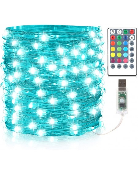 Outdoor String Lights 33Ft 100Led Fairy Lights 16 Colors 8 Modes USB Plug in String Lights Christmas Lights with Remote Multi...