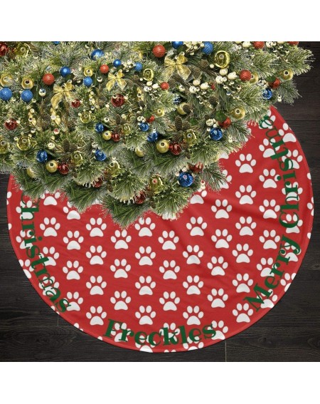 Tree Skirts 36 Inches Christmas Tree Skirt- Personalized Paw Print Christmas Luxury Christmas Decoration Holiday Ornaments fo...