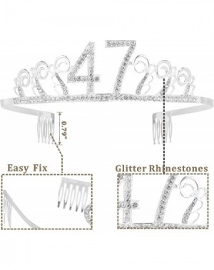 Party Packs 47th Birthday Gifts for Woman- 47th Birthday Tiara and Sash Silver- HAPPY 47th Birthday Party Supplies- 47 & Fabu...