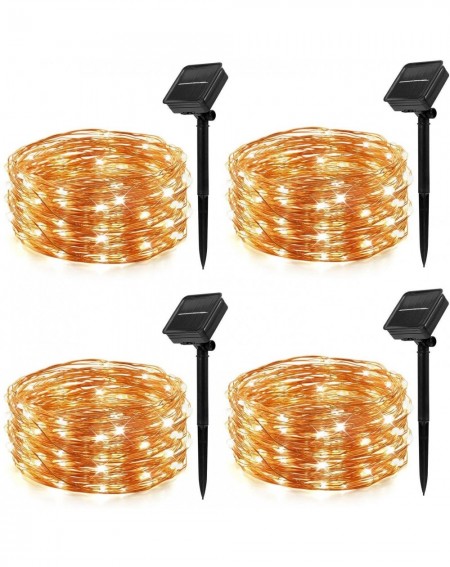 Outdoor String Lights Solar String Lights-4 Pack 33FT 100LED Outdoor Solar Powered Fairy Lights- Copper Wire Warm White Strin...