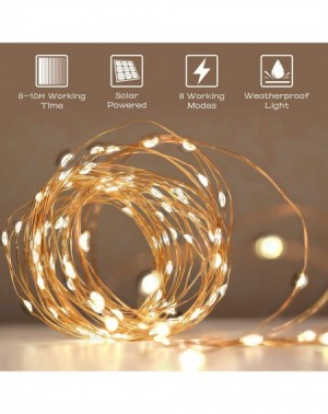 Outdoor String Lights Solar String Lights-4 Pack 33FT 100LED Outdoor Solar Powered Fairy Lights- Copper Wire Warm White Strin...