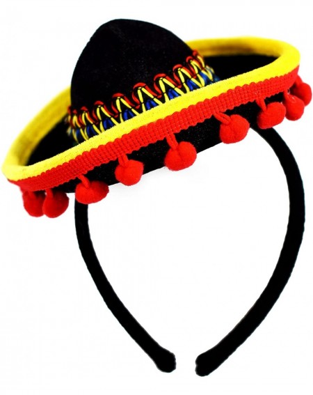 Party Hats Cinco de Mayo Sombrero Headband - Mexican Fiesta Party Hat Decorations - Red Ball Fringe Mini Costume - One Size F...