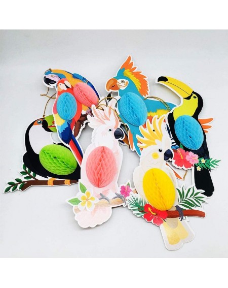 Party Favors Tropical Hawaiian Toucan Parrot Honeycomb Hanging Decorations- Colorful Birds Summer Tiki Bar Luau Party Supplie...