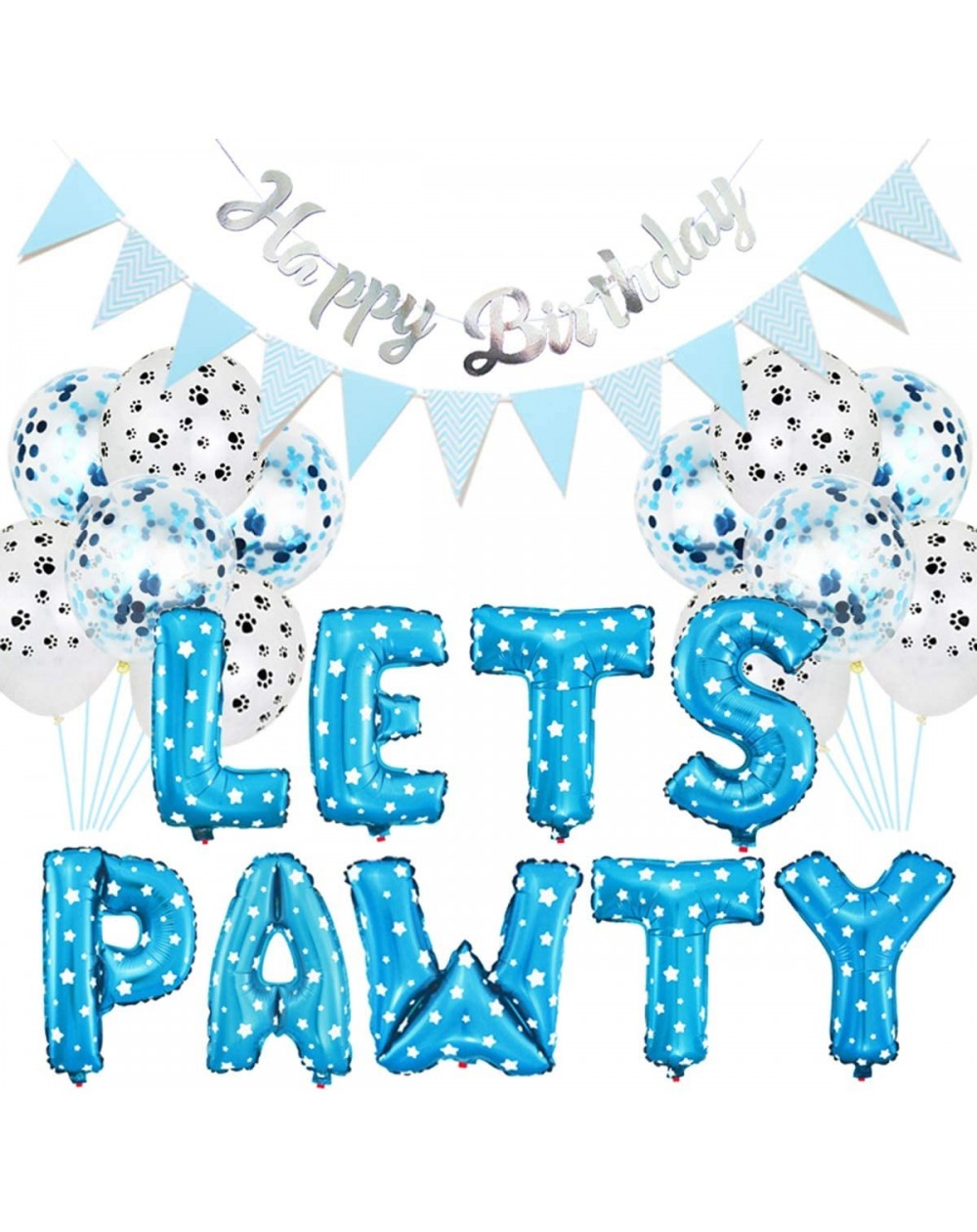 Balloons 23pcs/Set Pet Party Decor- Pet Dog Party Decoration Kit Lets PAWTY Balloons Birthday Banners Party Supplies for Dog ...