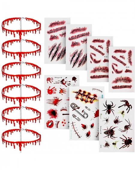 Party Favors 6 Pieces Halloween Dripping Blood Necklace Vampire Choker Necklace Horro Theme Party Costumes Set Decorations wi...