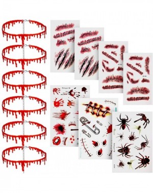 Party Favors 6 Pieces Halloween Dripping Blood Necklace Vampire Choker Necklace Horro Theme Party Costumes Set Decorations wi...