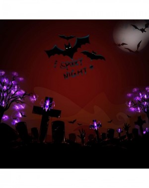 Indoor String Lights Halloween Decoration String Lights with Battery Operated- 14.7 FT 30 LED Purple Bats Lights for Indoor a...