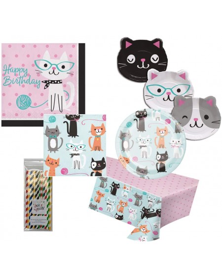Party Packs Creative Converting Purrfect Party Cat Birthday Bundle- 16 Guests - C918QSETURI $21.96