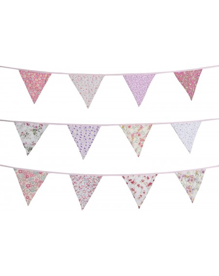 Banners & Garlands 10M/32Ft 36 Floral Fabric Triangle Flags Bunting Banner Garlands for Wedding- Birthday Party- Outdoor & Ho...