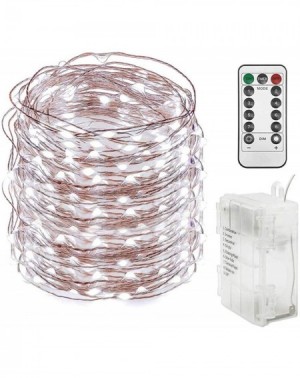 Outdoor String Lights 300 LED 99 FT Copper Wire String Lights Battery Operated 8 Modes with Remote- Fairy String Lights for I...
