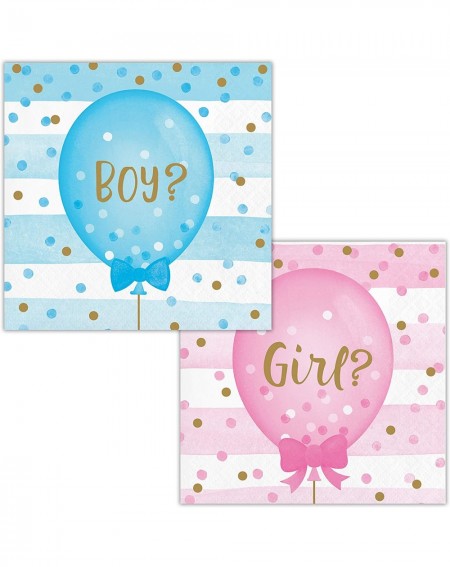 Balloons Gender Reveal Balloons Beverage Napkins- 48 ct - CD18IXSE6OR $18.69