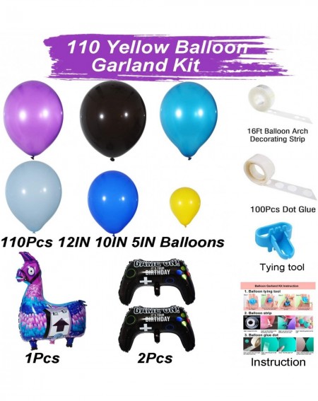 Balloons Video Game Party Balloon Garland Kit- 113PCS 12Inch Balloon Garland Including Black- Blue- Yellow and Purple Assorte...