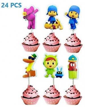 Balloons Pocoyo Birthday Party Supplies Backgrond Decorations with 24 Cupcake Toppers 4 Pocoyo Balloons and 5x3ft Happy Birth...
