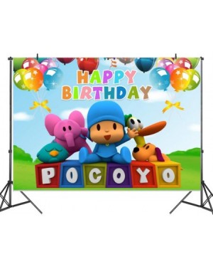 Balloons Pocoyo Birthday Party Supplies Backgrond Decorations with 24 Cupcake Toppers 4 Pocoyo Balloons and 5x3ft Happy Birth...