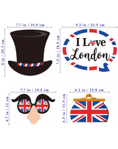 Photobooth Props 20pcs British Flag Photo Booth Props British London Theme Cutouts National Day Party Favors for British Nati...