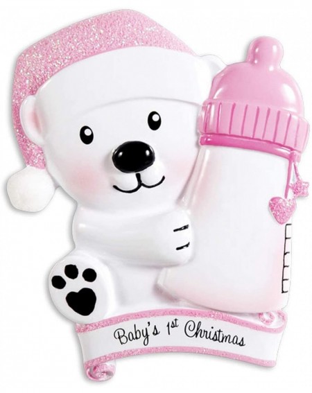 Ornaments Personalized Baby's 1st Christmas Bear Hold Bottle Tree Ornament 2020 - Polar Girl Glitter Hat Hold Milk Cup Heart ...