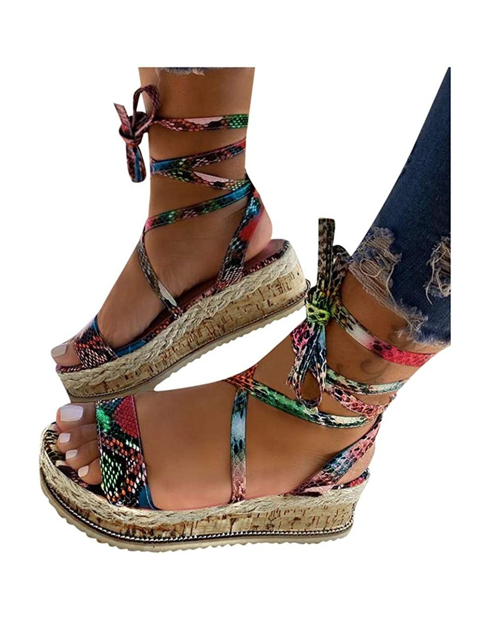 Cake & Cupcake Toppers Womens Espadrilles Sandals Wedge-Women's Platform Sandals Espadrille Wedge Ankle Strap Studded Open-To...