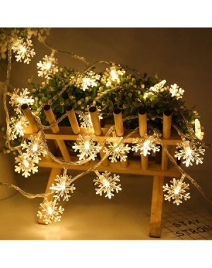 Outdoor String Lights 32ft/80LED Snowflake Decoration String Light Battery Operated Warm White Waterproof House Decorative Fa...