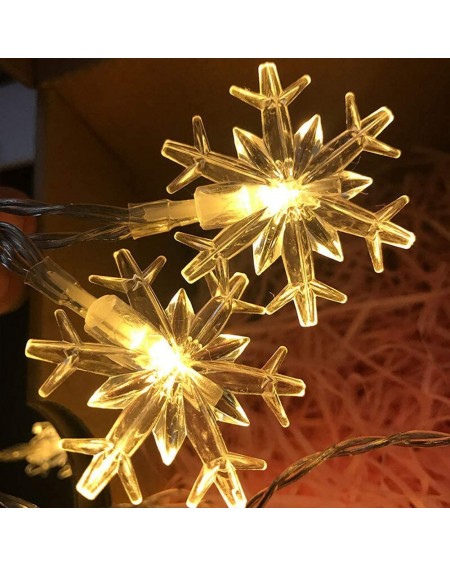 Outdoor String Lights 32ft/80LED Snowflake Decoration String Light Battery Operated Warm White Waterproof House Decorative Fa...