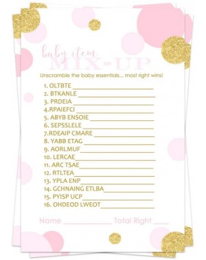 Party Games & Activities Pink and Gold Baby Shower Word Scramble Game Pack (25 Cards) Unscramble List - Princess Party Suppli...