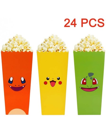 Party Favors 24PCS Party Popcorn boxes for Pokemon Pikachu Themed Kids Adults Birthday Party Treat Box Candy Cookie Container...