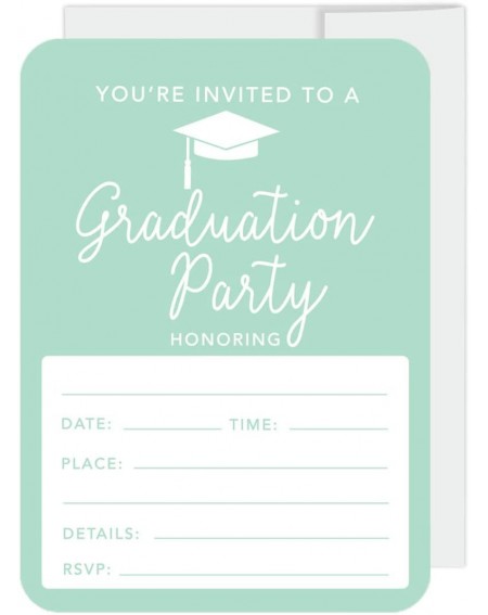 Invitations Graduation Invitations with Envelopes- 5x7-inch- Mint Green- 24-Pack- Junior High School College University Maste...