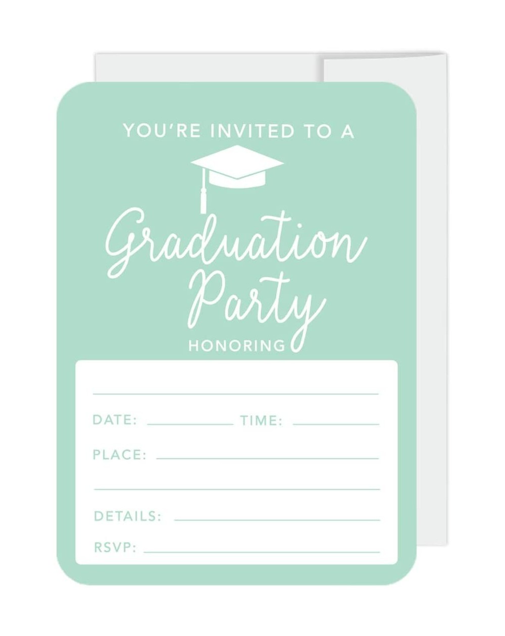 Invitations Graduation Invitations with Envelopes- 5x7-inch- Mint Green- 24-Pack- Junior High School College University Maste...