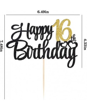Confetti Black Gold 16 Happy Birthday Cake Topper - Birthday Party Decoration Supplies (16) - 16 - C519HQRG5MS $9.51