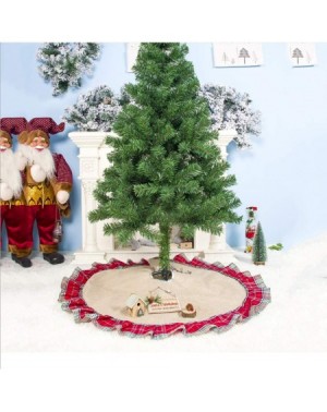 Tree Skirts 48 inches Burlap Christmas Tree Skirt- Large Traditional Linen Christmas Decorations Apron Christmas Tree Skirts ...
