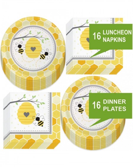 Party Packs Bee Party Supplies for Baby Showers and Birthdays - Bumblebee Paper Dinner Plates and Luncheon Napkins (Serves 16...