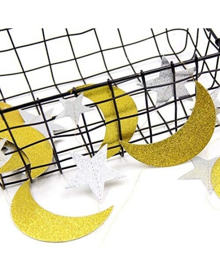 Banners & Garlands 3Packs Gold Moon Garland and Silver Stars Streamer Kit for Party Decorations Hanging Paper Garlands for Tw...