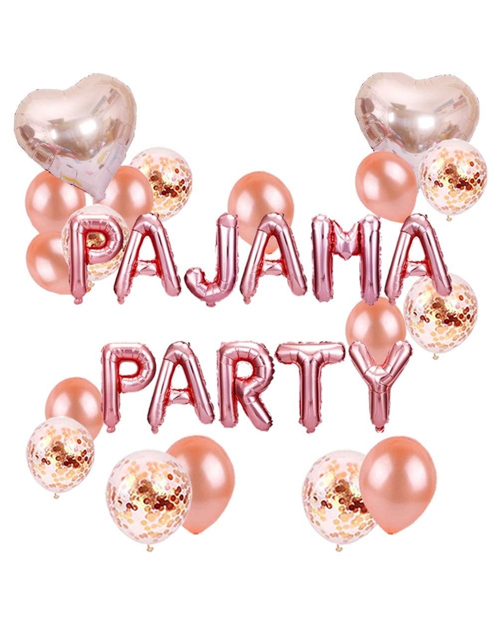 Balloons Adult Pajama Party Decorations Rose Gold PAJAMA PARTY Banner Balloons Supplies For Woman Girls Sleep Party - CD19CIO...