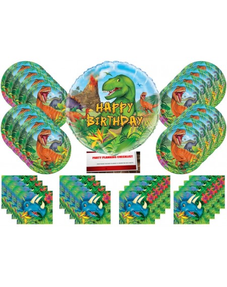 Party Packs Dinosaur Jurassic Birthday Party Supplies Bundle Pack for 16 with 18 Inch T-Rex Birthday Balloon (Plus Party Plan...