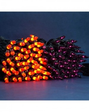 Outdoor String Lights Orange & Purple Incandescent Christmas Lights- 66 Ft Black Wire 200 Mini Lights- UL Certified Holiday S...