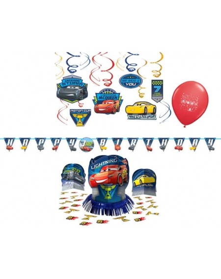 Centerpieces Lightning Mcqueen Cars Birthday Party Decorations- Cars 3 Decor Set with Banner- Centerpieces and Hanging Swirls...