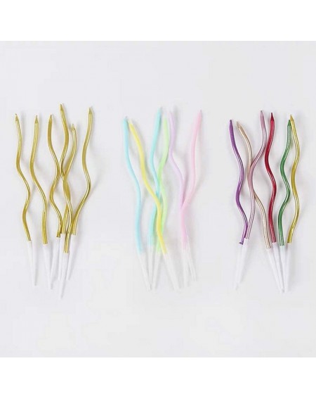 Birthday Candles Twisty Birthday Candles 24/40 Set Metallic Colorful Curly Coil Candles with Holders Creative Cake Cupcake Ca...