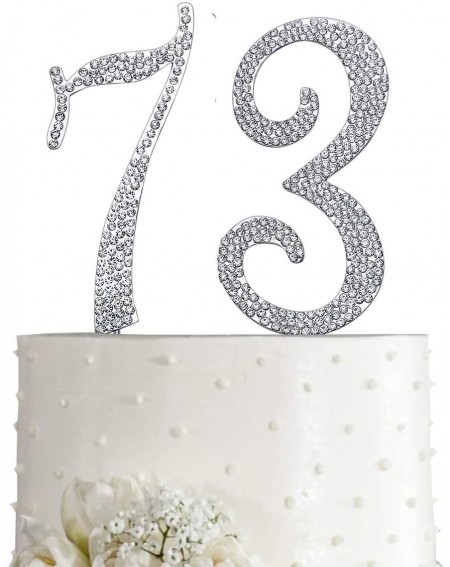 Favors Silver 73" Crystal Cake Topper- Number 73 Rhinestones 73rd Birthday Cake Topper- Men or Women Birthday or 73th Anniver...