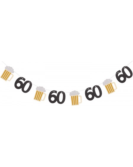 Banners & Garlands Beer Mug and Age Birthday Banner - Cheers to 60 Years Paper Graland 60th Birthday Party Decor - CC1903LE75...