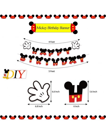 Party Packs Mickey Mouse Birthday Party Supplies Including Plates- Cups- Napkins- Spoons- Forks- Knives- Tablecloth and Banne...