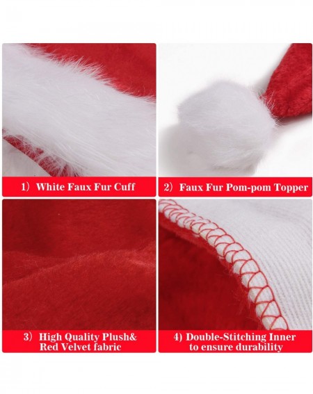 Hats 6 Pack Santa Hat- Red and White Christmas Hat with Soft Plush and White Fur for Unisex Adults and Kids Christmas Costume...