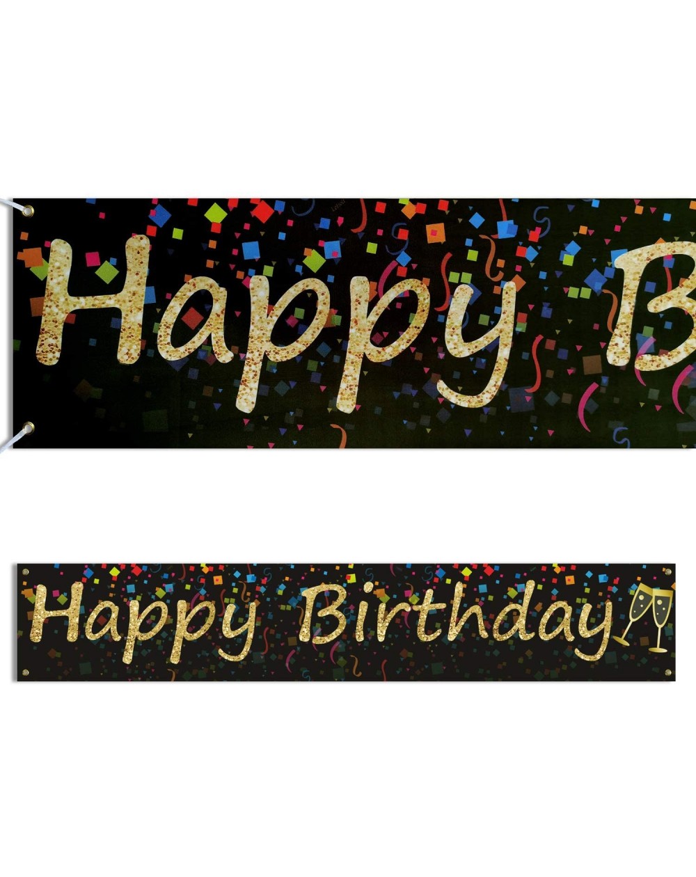 Black Happy Birthday Banner Huge Black and Gold Banner Decorations ...