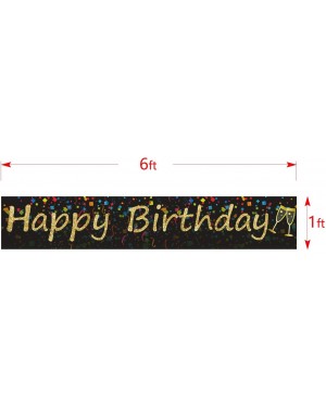 Banners Black Happy Birthday Banner Huge Black and Gold Banner Decorations Giant Birthday Party Supplies Fence Yard Sign Outd...