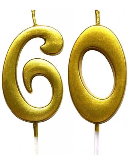 Birthday Candles Gold 60th Birthday Numeral Candle- Number 60 Cake Topper Candles Party Decoration for Women or Men - CD18TX0...