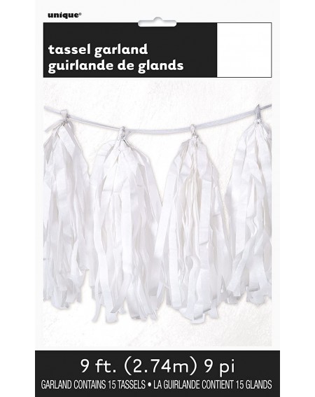 Banners & Garlands 9ft White Tissue Paper Tassel Garland - C112INHQD95 $12.81
