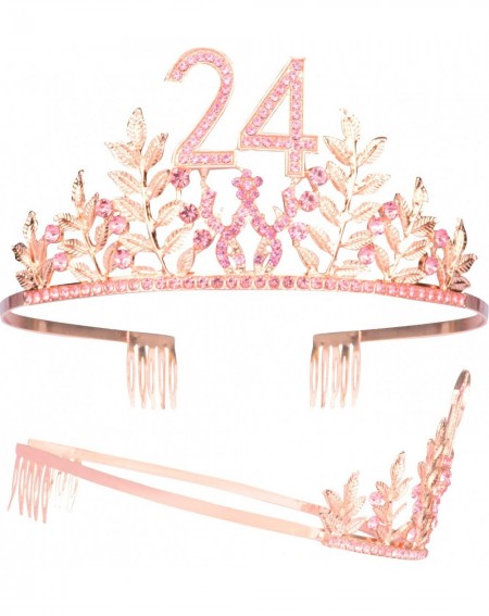 Favors 24th Birthday Gifts for Women- 24th Birthday Tiara and Sash- 24 Fabulous Sash and Crystal Tiara- 24th Birthday Decorat...